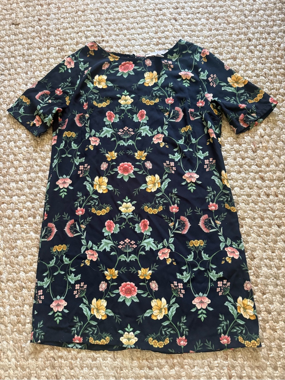 Forever 21 Navy Floral Shift Dress - Pink & Yellow Bloom Print